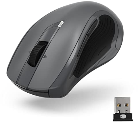 Hama Computermaus kabellos (Funkmaus mit 7 Tasten, Geräuschlose Laserfunkmaus für PC, Laptop und Notebook für Rechtshänder, 600/1200/3200 DPI, Windows 11/10/8/7/Vista/XP, MAC) grau