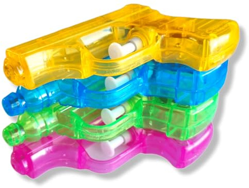 ANTEVIA - Lot de 4 Pistolets à Eau pour Enfant translucides| Plus DE 10 MODÈLES | Jet d'eau | Matière : Plastique |Couleurs : Jaune Violet Bleu Jaune Vert (Water Gun)