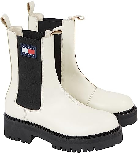 Tommy Jeans Stivali Mezza Gamba Donna Urban Chelsea Stivaletti, Avorio (Rich Cream), 36 EU