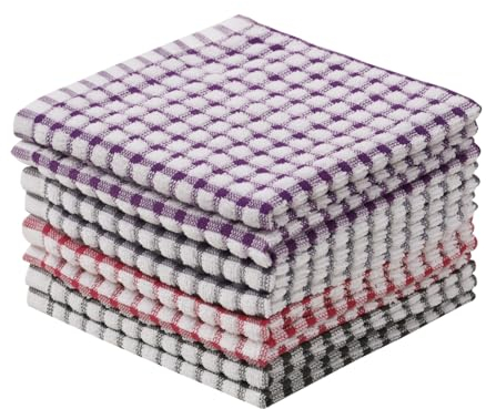 Oeleky Paños de cocina 100% algodón para lavar platos, trapos de cocina de 12 x 12 pulgadas, paños de cocina absorbentes, paquete de 8, paños de limpieza de secado rápido (mezcla 3, 12 x 12 pulgadas)