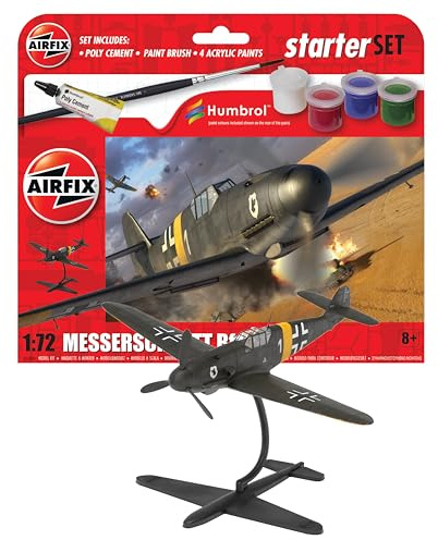 Airfix - A55014 Messerschmitt Bf109F-4 - Maqueta de avión de plástico para Adultos y niños Mayores de 8 años. Incluye calcomanías, Pinturas acrílicas, Pinceles y policemento