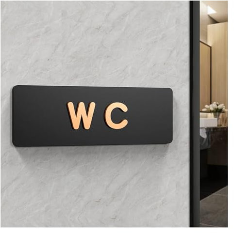 Cartel Aseos Letreros sencillos for baño for hombres y mujeres, WC, guía de baño público, índice de señal de Hotel a la izquierda y derecha, señal de aviso de acrílico for baño Cartel BañO(2,24x8cm)