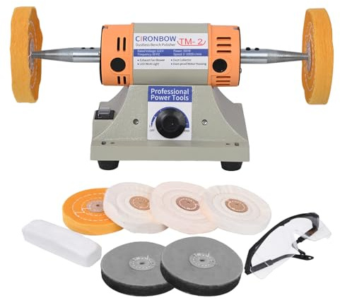 4 Jewelry Polisher & Adjustable Variable Speed Grinder Machine - With 6 Cloth Wheels & 2 Abrasive Wheels, Safety Glasses & Compound for Jewelry, Metal, Wood, Jade, Plastic Polishing