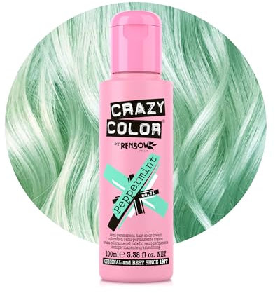 Crazy Color Pastel Peppermint Semi-Permanent Hair Dye. Highly Pigmented Minty Green Conditioning & Oil Nourishing Vegan Formula | No Bleach or Ammonia | 100ml