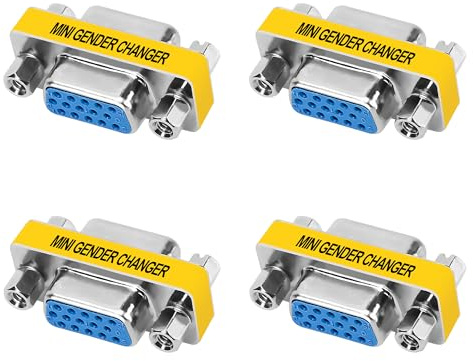 15 Pin VGA Coupler 4 Pack, VGA Female to Female SVGA Adapter Connector, HD15 Mini Gender Changer Extender Support 1080P Full HD for Laptop, PC, Projector, HDTV, Display