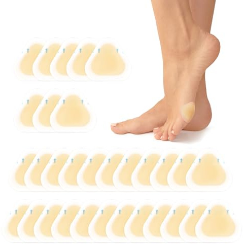 Promifun 32 Stück Hydrokolloid-Gel-Blister-Bandagen, wasserfest, selbstklebende Blasen-Verbände,Blasen