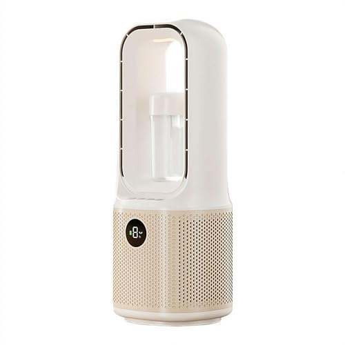 Ventilateur 3 en 1 sans pales avec purificateur d'air, chauffage intérieur, ventilateur et filtre HEPA combiné, interrupteur basculant, ventilateur tour oscillant à 90°, télécommande, tactile