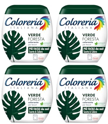 Coloreria Italiana Grey Colorante Tessuti e Vestiti in Lavatrice, colore Verde Foresta, 4 Confezioni, 350 g