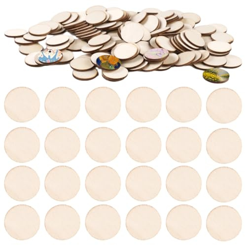 400 Piezas Pequeño Discos de Madera Naturales 20mm x 2mm Rodajas de Madera Pulido y Liso Sin Pintar para Manualidades, Decoración y Proyectos DIY Ideal para Pintura, Pirograbado y Adornos Navideños