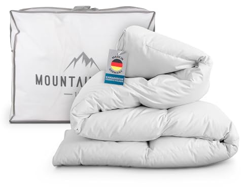 Bestlivings Made in Germany Cassette Bed (80% Feathers and 20% Down), 135 x 200 cm, Cotton Percale Cover, Natural Product, Feather Duvet for All Seasons