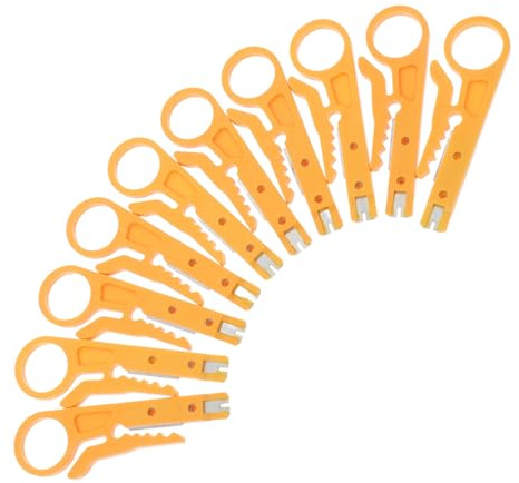WATIIFUFU Pinza Spelafili 10 Pezzi Giallo in Abs Taglia Cavi Rete e Crimpatura per Cavi Telefonici Utp/stp Anello per Dita e Funzione Punch Down