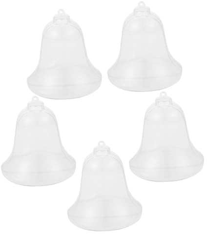 Mipcase Campanelle di Plastica Trasparente Riempibili 5 Pezzi Decorazioni Natalizie Fai da Te a Forma di Campana Ornamenti Sospesi per Albero di Natale Foro per Appendere e