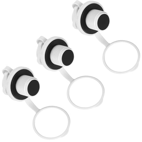 CONGARTENO Lot de 3 Valves à Vis Spiralées Blanches sans Base Valves de Remplacement pour Kayak Bateau Gonflable et Matelas Pneumatique Anti-Fuite Légère pour Sports Nautiques et Activités