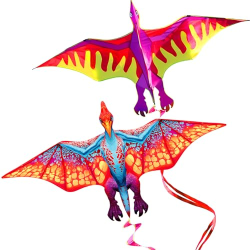 Touch the sky 2 Pack Dragon Kites for Kids and Adults, Easy to Fly, Exquisite Fabrics and Unique Structure Design, Excellent Outdoor Games and Activity Toys, Suitable for Beginners.