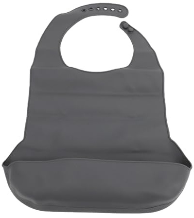 Alomejor Vuxen Silikonhaklapp med Smulfångare Justerbar Snäpplås för Måltidsskydd Mjuk Hudvänlig Silikon 27x11,8 Tum (Grå)