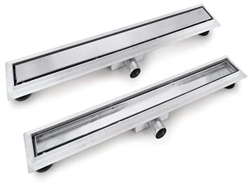 VBChome Ablauf Duschrinne Bodenablauf Selbstreinigender Siphon mit Geruchsstop Größen 50-120cm Ablaufrinne für Badezimmer Duschablauf sehr flach, Komplettset (100 cm, Virgin)