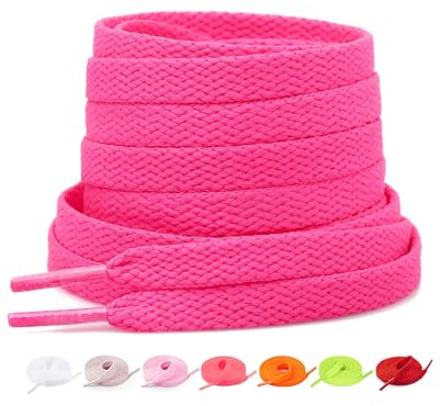 Stepace 2 par platt skosnören för sneakers 60 cm – 200 cm längd 18 färg skosnören het rosa 120