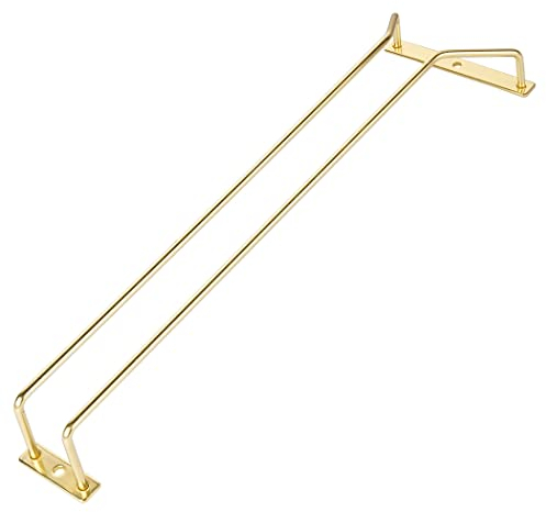 Dianoo 40,5 cm de oro de copa de vino, estante debajo del gabinete de copa de vino, estante de Stemware, soporte colgante de Stemware para barra de cocina, 1 fila