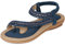 Amissz Sandales Femmes Plates Été Chaussures éLastiques Plage BohèMe Strass Fleurs Femme Confortable PU Tongs Orteils SéParateurs Style 3 Bleu 43 EU