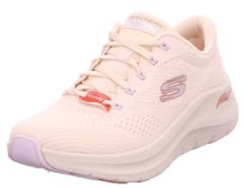 Skechers Arch Fit 2.0 Big League - Tenis para Mujer, Malla Natural con Ribete de Lavanda Malva, 39.5 EU