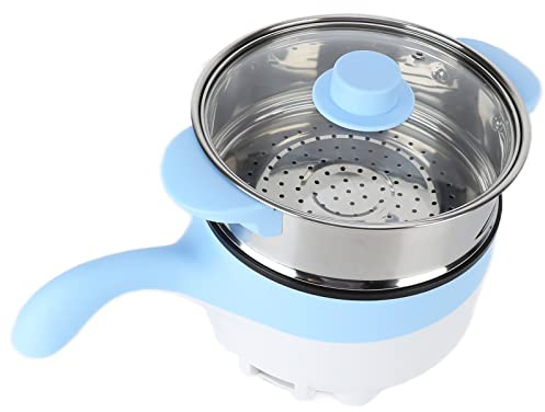 Fdit Marmite électrique de Voiture 24V 2L, Acier Inoxydable, Antiadhésive, Cuisinière Multifonction avec Cuiseur Vapeur pour Camion de Véhicule (Poêle électrique 24V 2 litres Bleu Ciel)