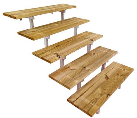 Vinuovo Scala in legno con limo in metallo in kit, 2-5 gradini, gradini in legno Autoclave (5 gradini, 80 cm)
