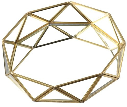 hobbyme Vassoio rotondo in vetro leggero e di lusso, vassoio decorativo per cosmetici, gioielli, vassoio decorativo in vetro, vassoio decorativo a forma di cerchio geometrico, vassoio in vetro, oro