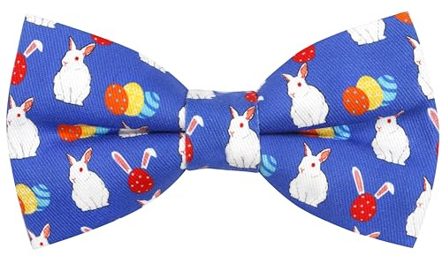 OCIA Cute Pattern Pre-tied Bow Tie Adjustable Bowties for Adult & Children White Red Yellow Blue (Rabbit-B)