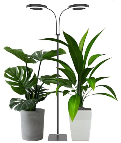 COKOLILA 168 LED 12V2A Pflanzenlampe LED Vollspektrum, 2 Köpfe 360° flexibler Schlauch Pflanzenlicht mit Ständer, 3/9/12 Auto-Timer, 58-170 cm Einstellbar Boden stehend Grow Light für Zimmerpflanzen