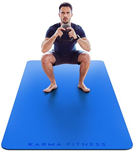 Stor träningsmatta – extra bred och extra tjock yogamatta för män och kvinnor (183 cm x 80 cm x 10 mm) – TPE fitness halkfri gymmatta för hem HIIT-träning, pilates, gymnastik