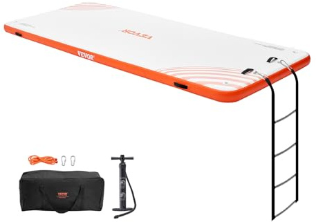 VEVOR Inflatable Floating Dock, 15 x 6FT Inflatable Dock Platform, Non-Slip Water Floating Dock Mat with Portable Carrying Bag & Detachable Ladder, Floating Platform Island Raft for Pool Beach Ocean