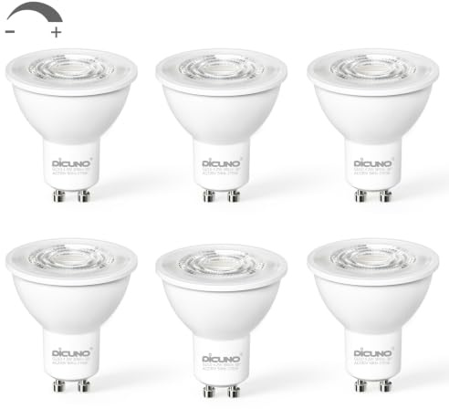 DiCUNO Dimmable GU10 LED Bulbs, 4.2W=40W, Warm White 2700K, 305LM, 6Pcs | Energy Saving GU10 LED Light Bulbs, 38° Narrow Beam, for Home Lighting Decor