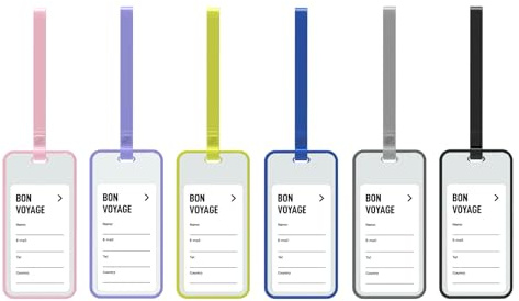 pack all Luggage Bag Tags Baggage Tags Travel Suitcase Tag with Name ID Card 6 Pack (Multicolor)