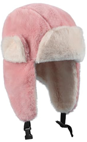 FakeFace Bonnet de Russe Chaud pour Enfant Chapka d’Hiver en Peluche Chapeau Lei-Feng pour Fille Garçon Cagoules Doux avec Oreillette Chaud Coupe-Vent pour Ski Camping Randonnée