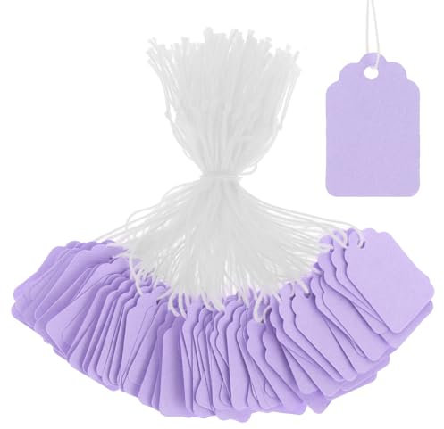 200 Stück Lila Geschenkanhänger, 45 X 35 mm Preisschilder Etiketten Anhänger Etiketten zum Beschriften Preisauszeichner Papier Preisetiketten Etiketten für Kleidung, Schmuck Display, Geschenk