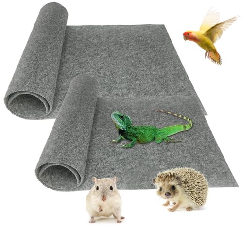 FineInno 2 Pezzi Tappeto per Rettili in Fibra 80 x 40 cmTappetino Antiscivolo per Rettili Reptile Carpet Reptile Tappeto per Draghi Barbuti Lucertole Iguane Geco (B)