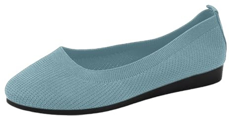 Generisch Ballerines plates pour femme - En tricot - Antidérapantes - Confortables - En tricot - Bout rond - Mocassins plats - Élégantes - Sportives - Pour l'été, bleu ciel, 36.5 EU