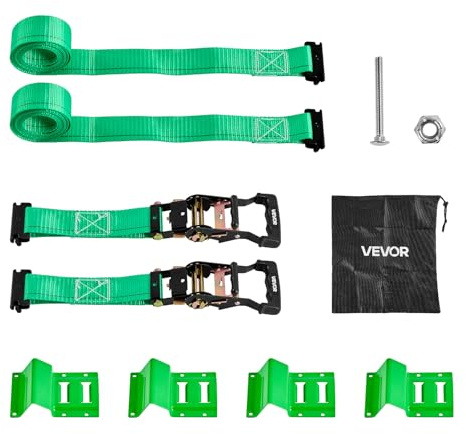 VEVOR Wheel Chock Tie-Down Kit, Chock-Style Trailer Tie Down Strap, Car Tie Down Kit with Buckle, Break Strength 4380 lbs & Working Load 1460 lbs Motorcycle System for ATVs, UTVs & Trailers