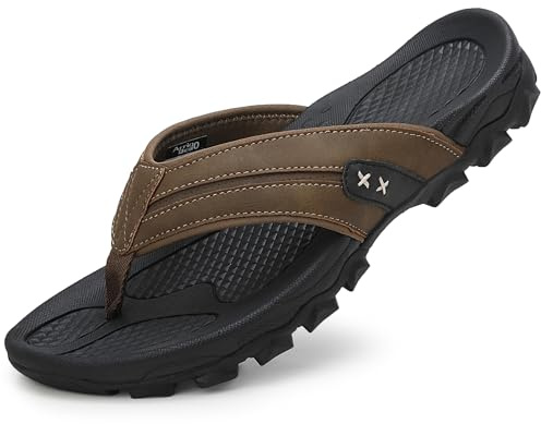 ARRIGO BELLO Chanclas Hombre Flip Flops Chancletas Sandalias Verano Beach Vestir Antideslizante Piel Cuero Talla 41-46
