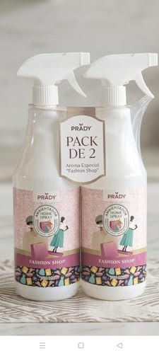 PRADY - Ambientador Home Spray Fragancia Fashion Shop, Pulverizador de Hogar y Tejidos, 700 ml (2 X 700 ml)