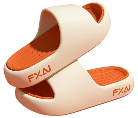 Gyios Ciabatte Estive Sandali da Doccia Pantofole Infradito Tinta Unita Suole Antiscivolo Extra Spesse Bagno per Il Tempo Libero Spiaggia-Bianco Arancione-42-43