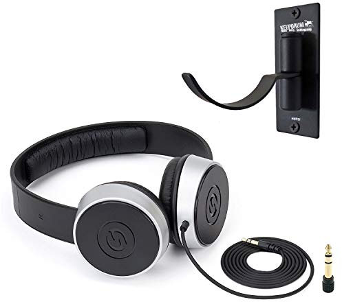 Samson SR450 - Auriculares de estudio (ligeros, con soporte de pared Keepdrum