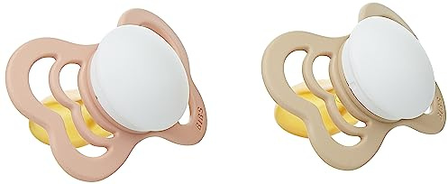 BIBS Couture 2 Pack BPA Free Orthodontic Dummies Natural Rubber/Latex Size 2 (6-18 Months), Blush/Vanilla Night