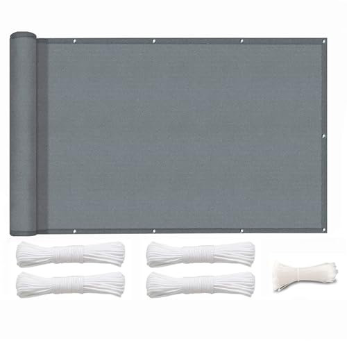 ZHhan Balcony Privacy Screen for Backyard Deck Patio Balcony Fence Porch Sun Shade PVC UV Protection Sun Wind 8 Days Delivered 15 Colors 352 Sizes 420D Grey