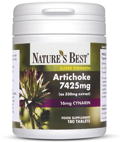 Nature's Best High Strength Artichoke Extract 7425mg - Over 7g Equivalent to Fresh Artichoke - Taste-Free - UK Made - 180 Vegan Tablets (3+ Months' Supply)