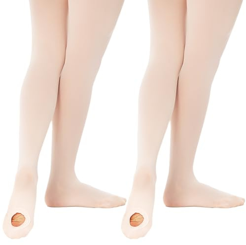 MANZI Women's Dance Tights Pink Convertible Ballet Stockings Ultra Soft Transition Leggings Semi-Opaque Pantyhose for Adults Girls(Ballet Pink,S-M)