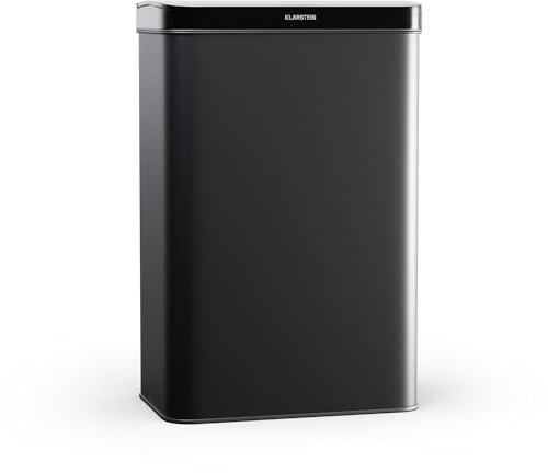 KLARSTEIN Cubo de Basura cocina con sensor sin contacto - 60L, acero inoxidable negro mate, cierre suave, papelera cocina para basura reciclaje