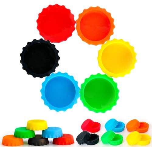 Tappi per Bottiglie Colorate in Silicone,24 Pcs Tappi di Silicone Bottiglie di Vetro Tappo per Bottiglia di Birra Riutilizzabile Tappi Chiusura Pressione Silicone per Sigillare Birra e Succo
