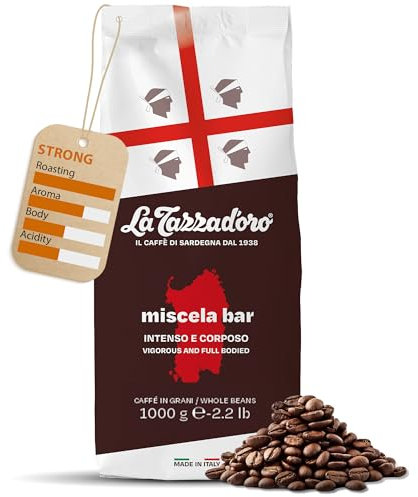 La Tazza D'oro Italian Coffee Beans 1kg (Medium Roast) - Miscela Bar from the Heart of Sardinia, Finest Whole Coffee Beans for Cafetiere, Moka Pot, Aeropress and Filter Brew - Part of the Kimbo Family