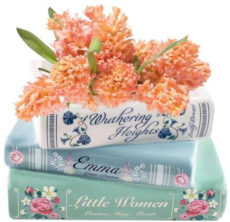 YANGUN Book Vase, Book Vase for Flowers, Decorative Design Planter, Unique Planters Bookshelf for Flowers Home Bedroom Office Decor (Art Deco) (New Model) (American)